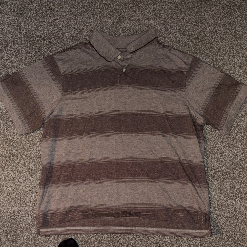 Classic Brown Striped Polo Shirt